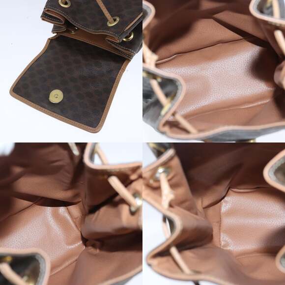 CELINE Macadam Canvas Backpack Pvc Leather Brown Gold - Picture 12 of 13
